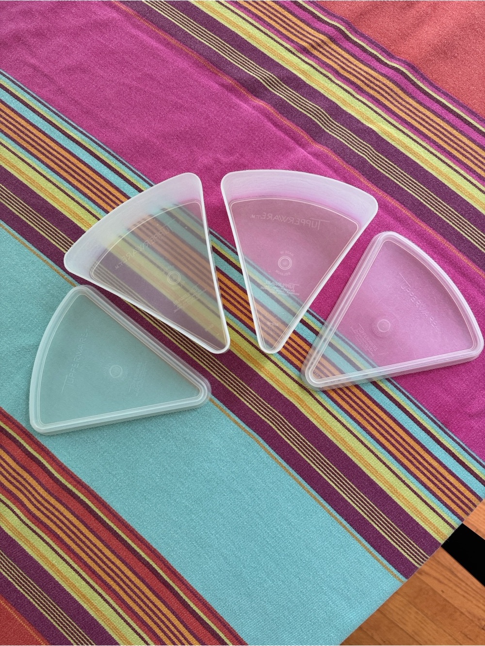Tupperware Clear Triangular Slice Containers - Set of 2 containers / 2 mids
